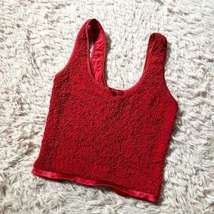 Vintage Red Whimsygoth Textured Camisole Crop Top Womens S Feminine Pinup Flirty